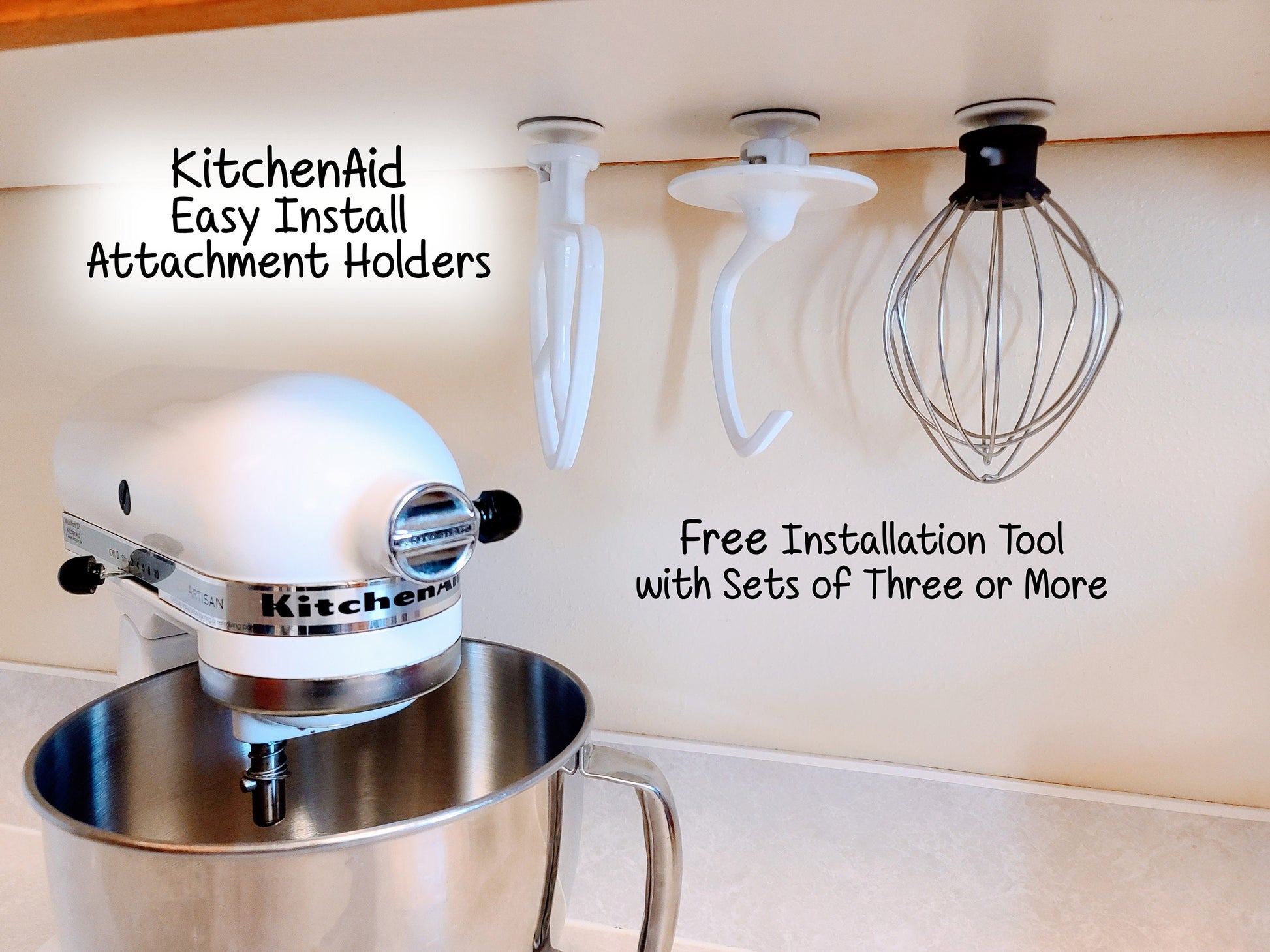 KitchenAid Mixer, Attachment Holder, Space Saver, Organizer Mount
